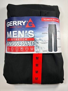NWT Gerry Men’s Black Stretch Snow Pants - Waterproof Winter Trousers, Size M